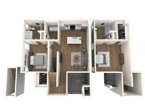 Floor plan for 2 beds, 2 baths, 1367 sqft